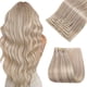 thumbnail image 1 of Extensiones con clip Easyouth, extensiones de cabello con clip sin costuras, cabello humano, rubio ceniza cálido, reflejos, rubio blanqueador, clips suaves y sedosos en extensión de cabello real, 20 p, 1 of 5