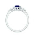 thumbnail image 2 of Rosec Jewels Blue Sapphire Engagement Ring with Diamond Trio - 6X8 mm Pear Shaped Lab Grown Sapphire - AAAA Grade, 14K White Gold, US 9.50, 2 of 8