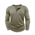 thumbnail image 5 of AKOEE Men's Long Sleeve T-Shirts Slim Fit Tops Casual Base Henley Tees with Buttons Poly-Cotton Spring Fall Tshirts (3XL, Khaki), 5 of 7