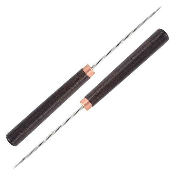 2 Pcs Awl Tool with Wooden Handle, Leather Awl Punch Tool, Slender Scratch Awl, Awl Repair Tool for Leather Crafts