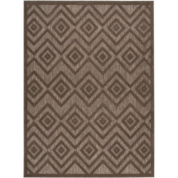 HomeRoots 556278 4 x 6 ft. Dark Brown & Light Brown Geometric Indoor & Outdoor Rectangle Area Rug