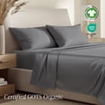 thumbnail image 3 of Bare Home Organic Sateen Sheet Set - 400 Thread Count - 100% Organic Cotton - 4 Piece - Queen, Gray, 3 of 10