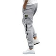 thumbnail image 1 of RXIRUCGD Men's Solid Color Pocket Work Pants Casual Leggings, Gray, Size: S, 1 of 4