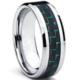 thumbnail image 1 of 9MM Men's Tungsten Carbide Ring with Black & Green Carbon Fiber Inlay, 1 of 4