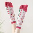thumbnail image 6 of 5 Pairs Spring Women Five Fingers Socks Cartoon Cute Split-Toe Breathable Kawaii Cotton Ladies Split Harajuku Toe Socks, 6 of 7