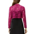 thumbnail image 3 of INSPIRE CHIC Women's Floral Lace Sheer Open Front Bolero Shrug Cropped Cardigan XS Fushcia, 3 of 7