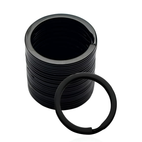 DESIGNICE Stainless Steel Key Rings - 20 Pcs Round Split Key Rings for Keychains - Metal Keychain Rings - Black