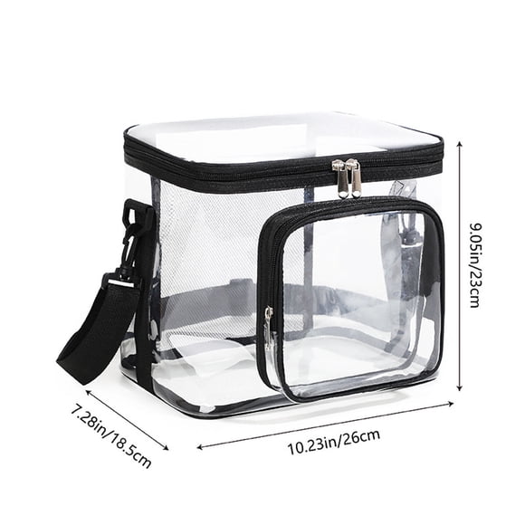Clear Lunch Bag - Reusable Adult Large Lunch Box for Women and Men with Adjustable Shoulder Strap, Gray