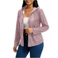 thumbnail image 2 of Sequin Jackets for Women Fall Cardigan Sparkly Full Zipper Long Sleeve Hooded Sweatshirts, 2 of 8