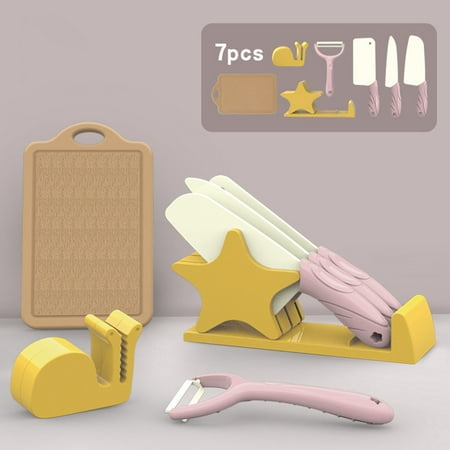 

Great gifts for less! SHOPESSA Knife Holder Set Of 7 Kids Kitchen Cooking Pretend Role Play Toy Set On Clearance
