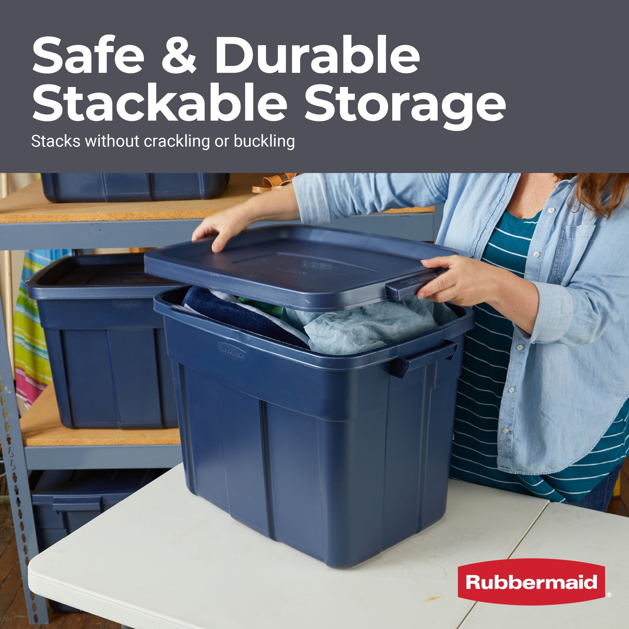 Rubbermaid Roughneck 18 gal Black/Gray Storage Box 16.5 in. H X 15.9 in. W  X 23.875 in. D Stackable - Ace Hardware