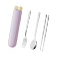 thumbnail image 4 of Juego de cuchara, palillos, cubiertos, accesorios para lonchera, vajilla tradicional Morado 4 piezas, 4 of 9