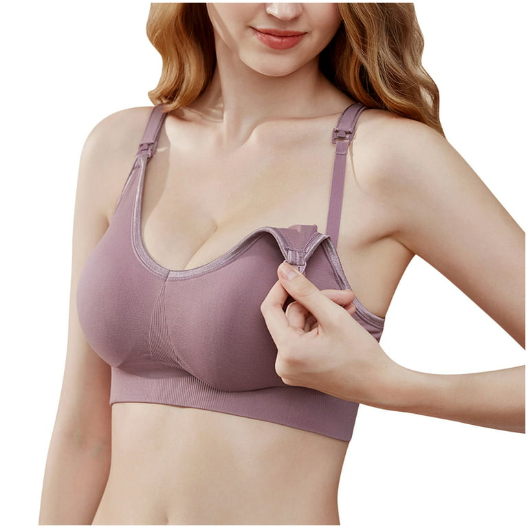 SELONE Nursing Bras No Underwire Front Closure Front Clip Zip Front Front  Snap Maternity Front Hook Front Close Breathable Seamless Ladies Traceless