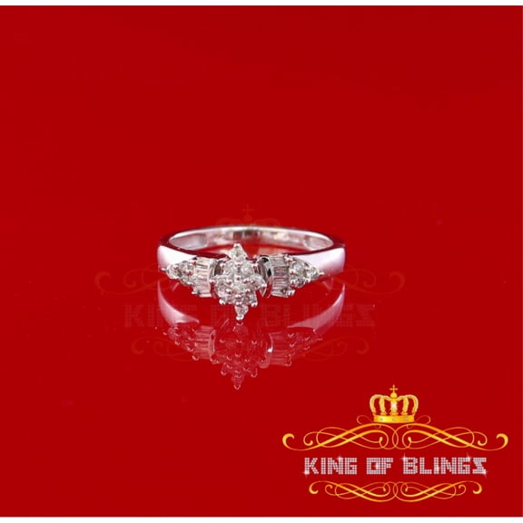 King of Bling's 10K Real White Gold with 0.25 CT Real Diamond Ladies Ring Size 7