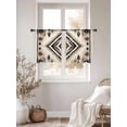 thumbnail image 4 of Boho Black Brown Semi Sheer Curtains 54 Inch Length 2 Panels Set, Vintage Geometric Southwestern Ethnic Sheer Kitchen Curtain Privacy Voile Window Curtain for Living Room Bedroom Rod Pocket Drapes, 4 of 7