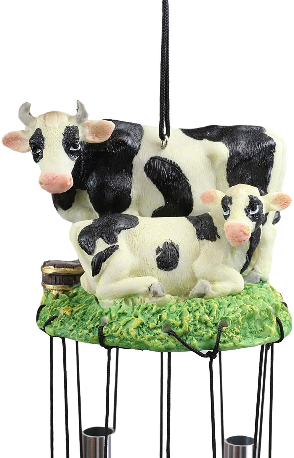 Ebros Gift Bovine Holstein Cow and Baby Calf Family Resonant Relaxing Wind Chime