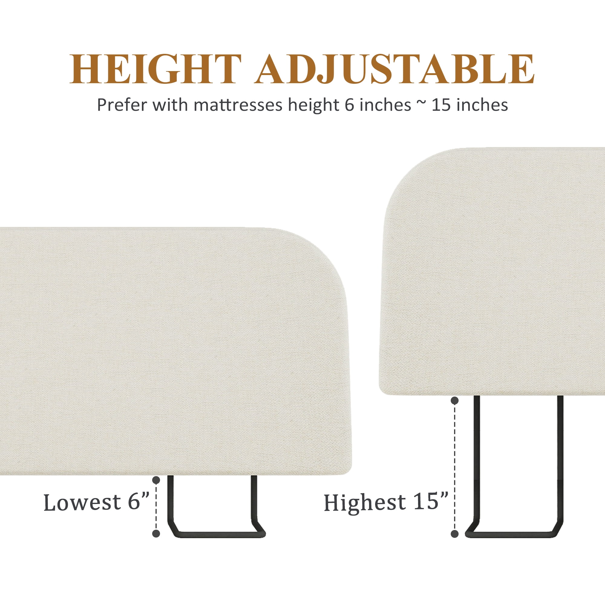 Furpopup Queen Size Headboard Only No-Assembly Upholstered Headboard, Queen Size Linen Fabric Modern Style Headboards Extra-Thick- Beige
