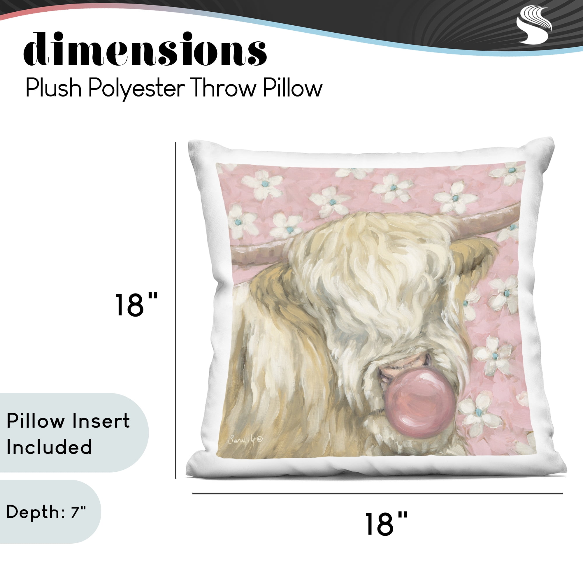 Stupell Industries Bubblegum Cutie Cattle Decorative Printed Throw Pillow, design by Sara G. Designs