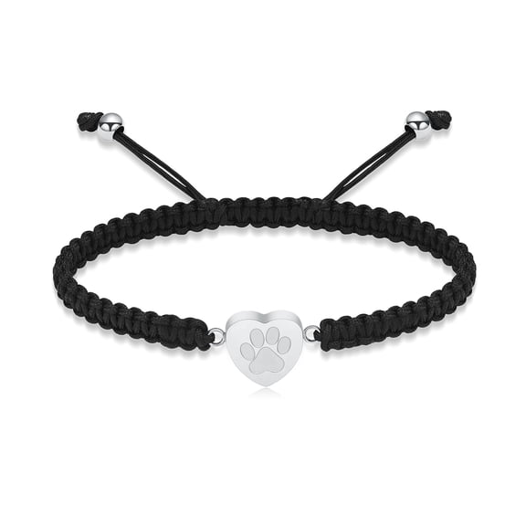 Paw Print Heart Urn Bracelet for Ashes for Dog Cat Bangle Stainless Steel Memorial Keepsake Urn Jewelry