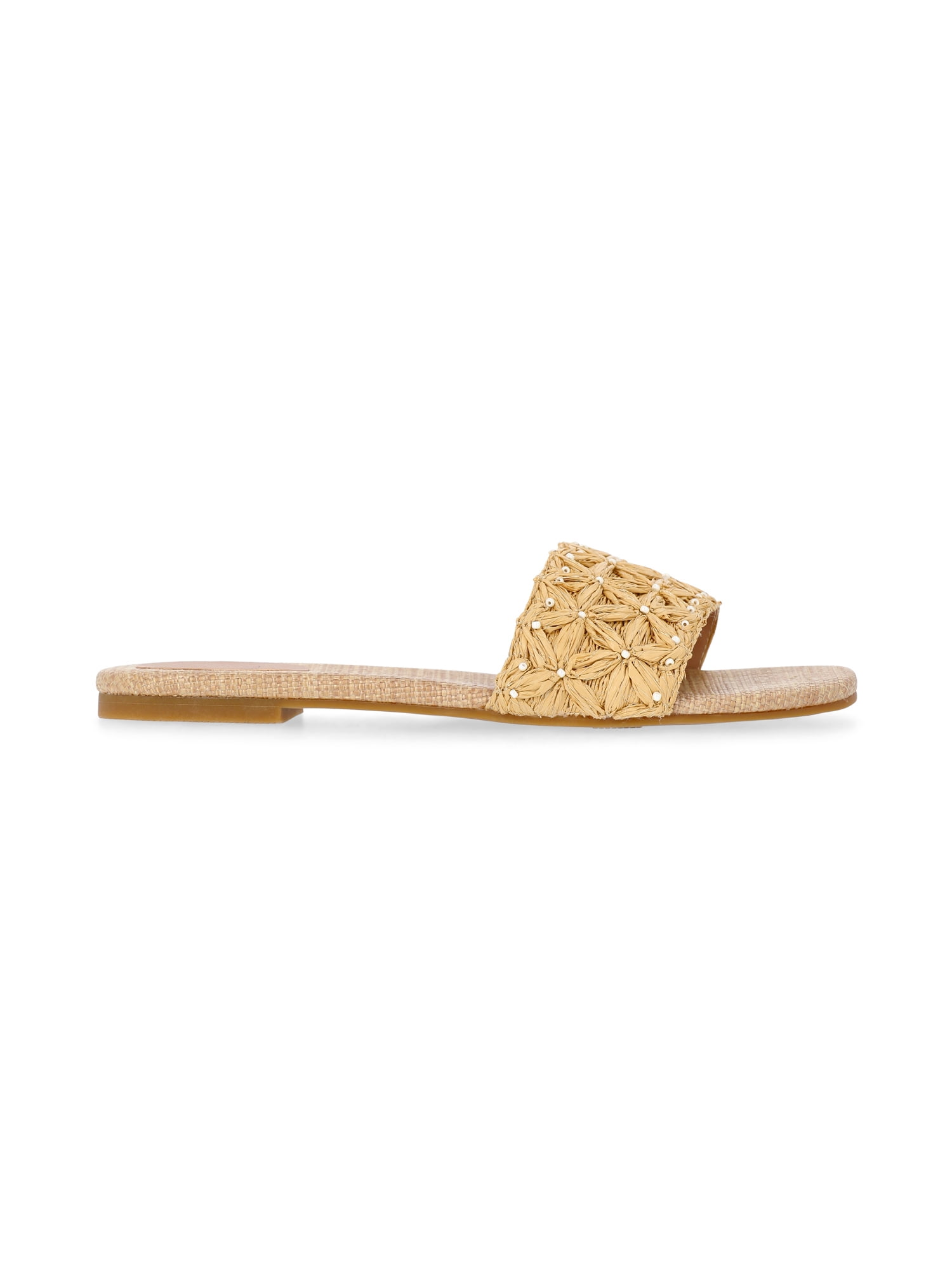 Time and Tru Women's Raffia Slide Sandals