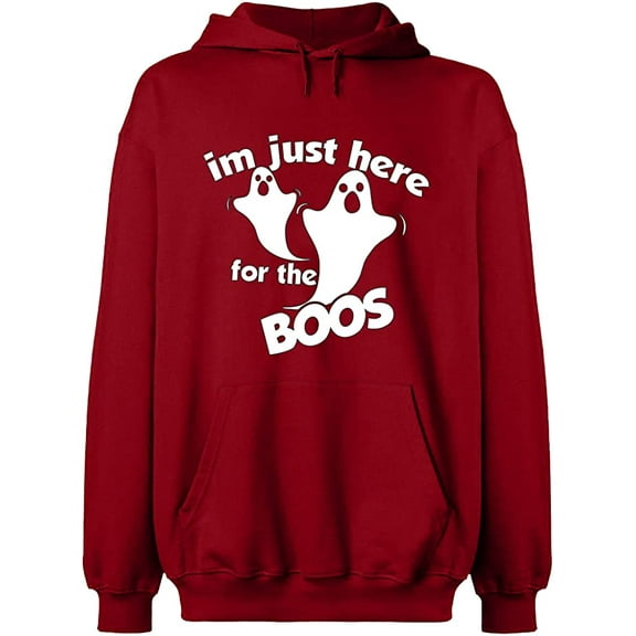 Unisex Hoodie Sweatshirt, I'm Just Here For The Boos, Slim Fit, Long Sleeve Sweater - Antiquee Cherry Small