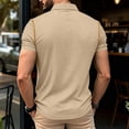 thumbnail image 4 of Hearthz Waffle Henley Polo Shirts for Men with Pocket Button Down Collared Men's Short Sleeve Shirts Casual Slim Fit Work Out Shirts Gym for Men ,Khaki XL, 4 of 4