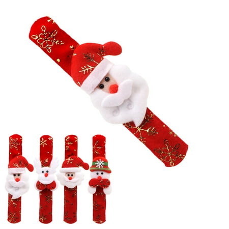 

Etereauty Cartoon 3D Santa Claus Snowman Elk Slap Bracelet Snowflake Gold Stamping Wristband For Kids Boys Girls Adults Christmas Party Supplies Favors (Random Style)
