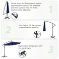 thumbnail image 4 of 10FT Solar Offset Umbrella, Cantilever Hanging Outdoor Umbrellas with Handy Crank, 32 LED Lights, Cross Base for Poolside, Backyard, Lawn, Deck, Backyard, Navy Blue, 4 of 5