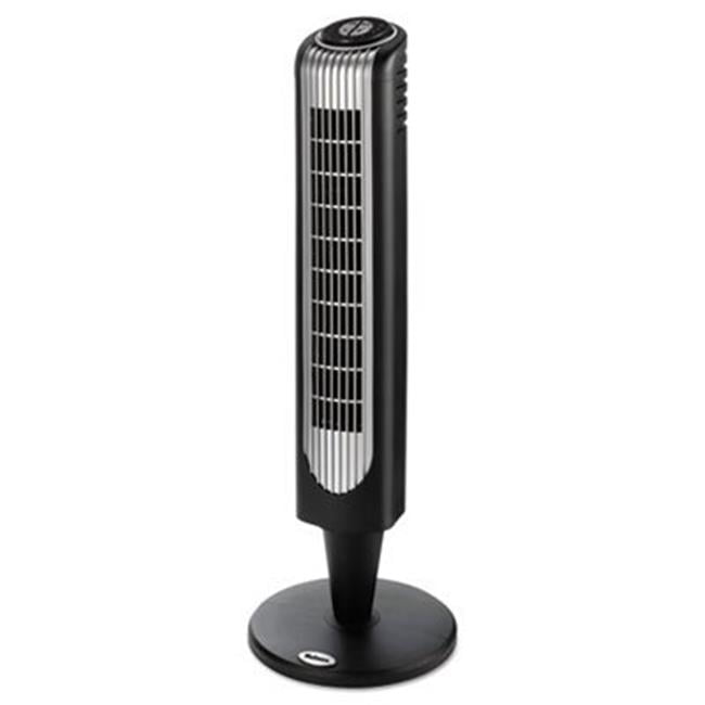 ThreeSpeed Oscillating Tower Fan With Remote Control, Metallic Silver