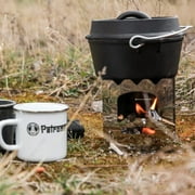 Petromax Cast Iron Dutch Oven for Cooking or Baking Outdoors Over a Campfire or in the Home Kitchen, Pre-Seasoned Cookware Conducts Heat Evenly, Flat Base, 1 Qt