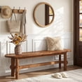 thumbnail image 3 of Finmind Solid Wood Entryway Bench, Shoe Storage Bench, End of Bed, Hallway, Brown, 3 of 8