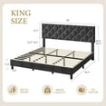 thumbnail image 2 of Grey King Bed Frame, King Size Upholstered Bed Frame, King Size Heavy-Duty Platform Bed Frame with Height Adjustable Fabric Headboard, Strong Wood Slat Support/No Box Spring Needed, 2 of 6