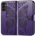 thumbnail image 4 of Designed for Galaxy A14 5G Phone Case Wallet,Women Flip Folio Cover with Credit Card Holders Butterfly Embossed PU Leather Kickstand Wrist Strap Purse Case for Samsung A14 5G 6.6 inch (Purple), 4 of 14