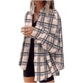 thumbnail image 2 of ICHUANYI Clearance Women Autunm And Winter Casual Lattice Plaid Printed Long Sleeve Buttons Cardigan Coat Tops Outwear(Gray, S) ICHUANYI WER2023081203760, 2 of 5