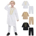 thumbnail image 2 of Tiweut Boy 2 Piece Outfits Long Sleeve Robe Ational Teenage Embroidered Arab Suits,3-4 Y, 2 of 7
