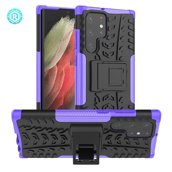SaniMore for Samsung Galaxy S22 Ultra 6.8" 2022 Hybird Case, Rugged PC Back TPU Back Hidden Kickstand Shockproof Anti-drop Air-bag Slim Lightweight Heavy Duty Protective Case for S22 Ultra, Purple