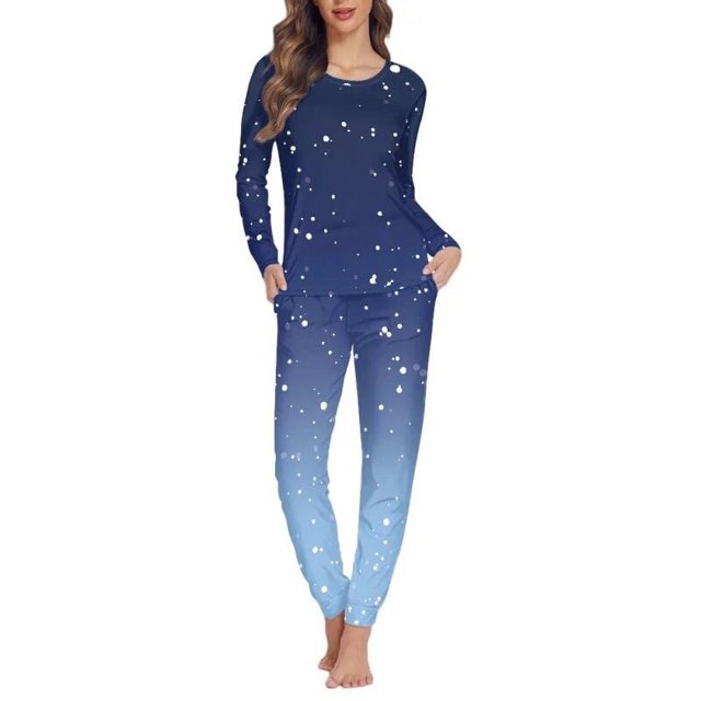 Conjunto de pijama de manga larga para mujer, ropa de dormir informal de dos piezas, con estampado a pedido, para Otoño e Invierno