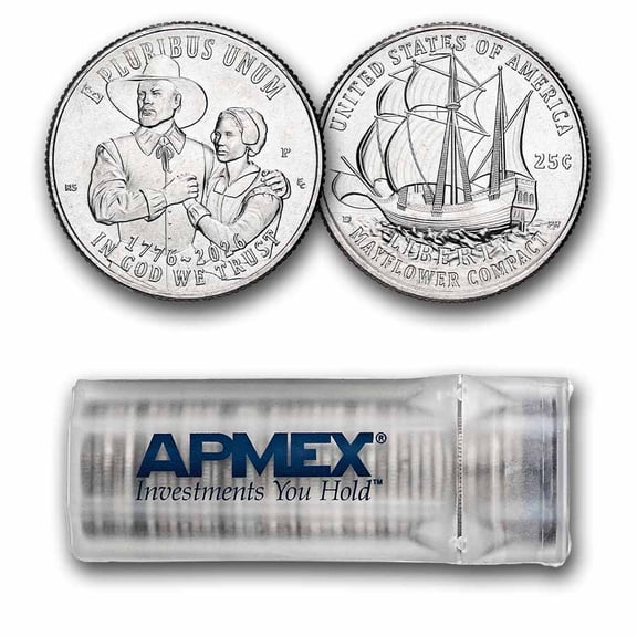 Collectible 2026-P Mayflower Compact Semiquincentennial Qtr 40-Coin Roll BU
