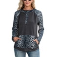 thumbnail image 1 of Sudadera con Capucha de Manga Larga Diseño de Costuras con Estampado de Leopardo Sudadera con Capucha para Mujer con Bolsillo para Oficina de Viaje en casa Gris Oscuro L, 1 of 6