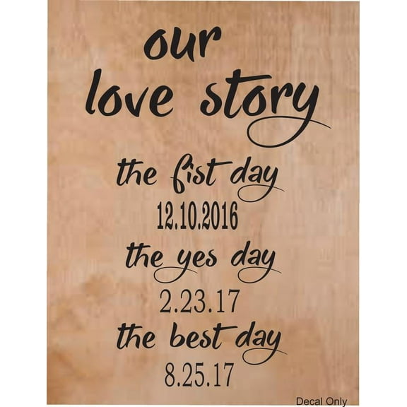 Personalized Name Decal Custom Wall Personalization Our Love Story Relationship Dates Met 1st Date Engaged Wedding Day Marriage Married 10X18”