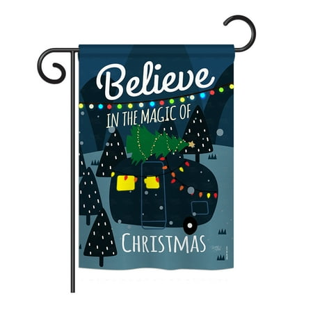Winter Christmas Decor - Breeze Decor - Believe The Magic Trailer Winter - Seasonal Christmas Impressions Decorative Vertical Garden Flag 13