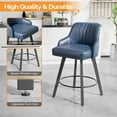 thumbnail image 5 of VINGLI 26" H Swivel Barstools Set of 2, PU Leather Upholstered Counter Stool with Back, Kitchen High Chairs Counter Height Bar stools with Cushion, Solid Wood Legs, Black, 5 of 14