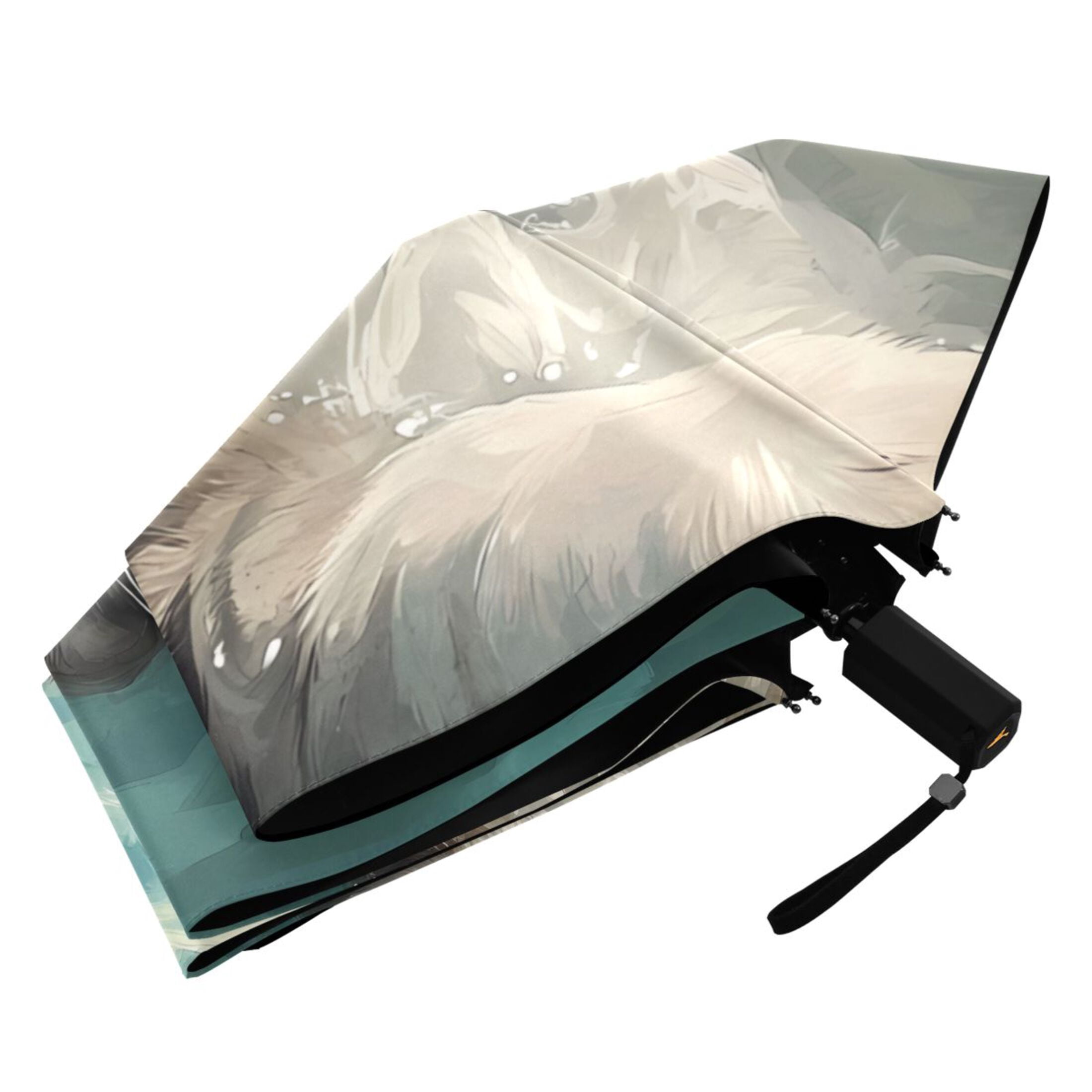 Cat Floating in Water Compact Sun Umbrella Windproof Travel Umbrellas for Rain Strong Portable UV Protection