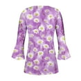 thumbnail image 4 of Aloohaidyvio 3/4 Sleeve Shirts for Women,Women's Plus Size Ruffle Sleeve Tees Vintage Ethnic Floral Shirt Casual 3/4 Sleeve V Neck Button Blouse Boho Print Tunic Tops, 4 of 5