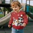 thumbnail image 3 of Garronmavis Christmas Cats Pullover Sweatshirt Warm Long Sleeve Pullover Crewneck Tops Shirts 4T Versatile Ruffle Long Sleeve Girls Top Stylish Fall Winter Clothes Fashion for Young Girls, 3 of 7