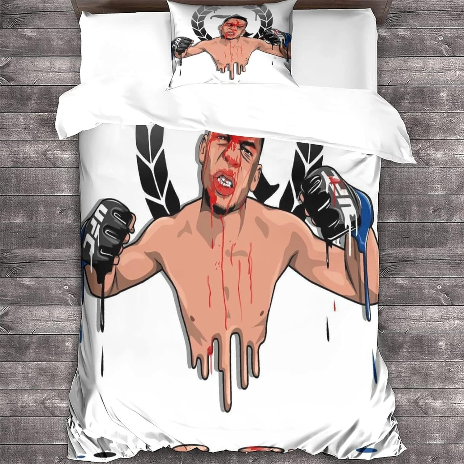 UFC Fighter Bedding Set with Pillowcases, MMASoft Microfiber Duvet Cover with Zipper Closure for Single Bed(xcm