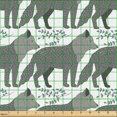 thumbnail image 2 of Ambesonne Wolf Fabric by the Yard Upholstery, Forest Animals and Leaves, 3 Yards, Dark Grey Cadet Blue, 2 of 5