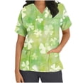 thumbnail image 3 of BiZtdJrK Womens St. Patrick's Day Scrubs Tops Workwear V Neck Short Sleeve Print Nursing Uniform Casual Scrubs Shirts with Pockets 2025 Vacation Outfits Mint Green L Daily Sales Clearance, 3 of 6