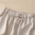 thumbnail image 4 of cfhntfmh Cotton Linen Shorts for Women Plain Elastic Waist Short Pants Summer Casual Knee Length Basic Shorts with Pockets, 4 of 5