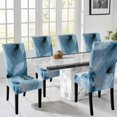 thumbnail image 4 of Dining Room Chair Covers Set of 4, Stretch Removable Washable Spandex Dining Chair Slipcovers Protectors, Kitchen Chair Covers for Dining Room Party Hotel Ceremony Banquet(Blue Foliage), 4 of 6